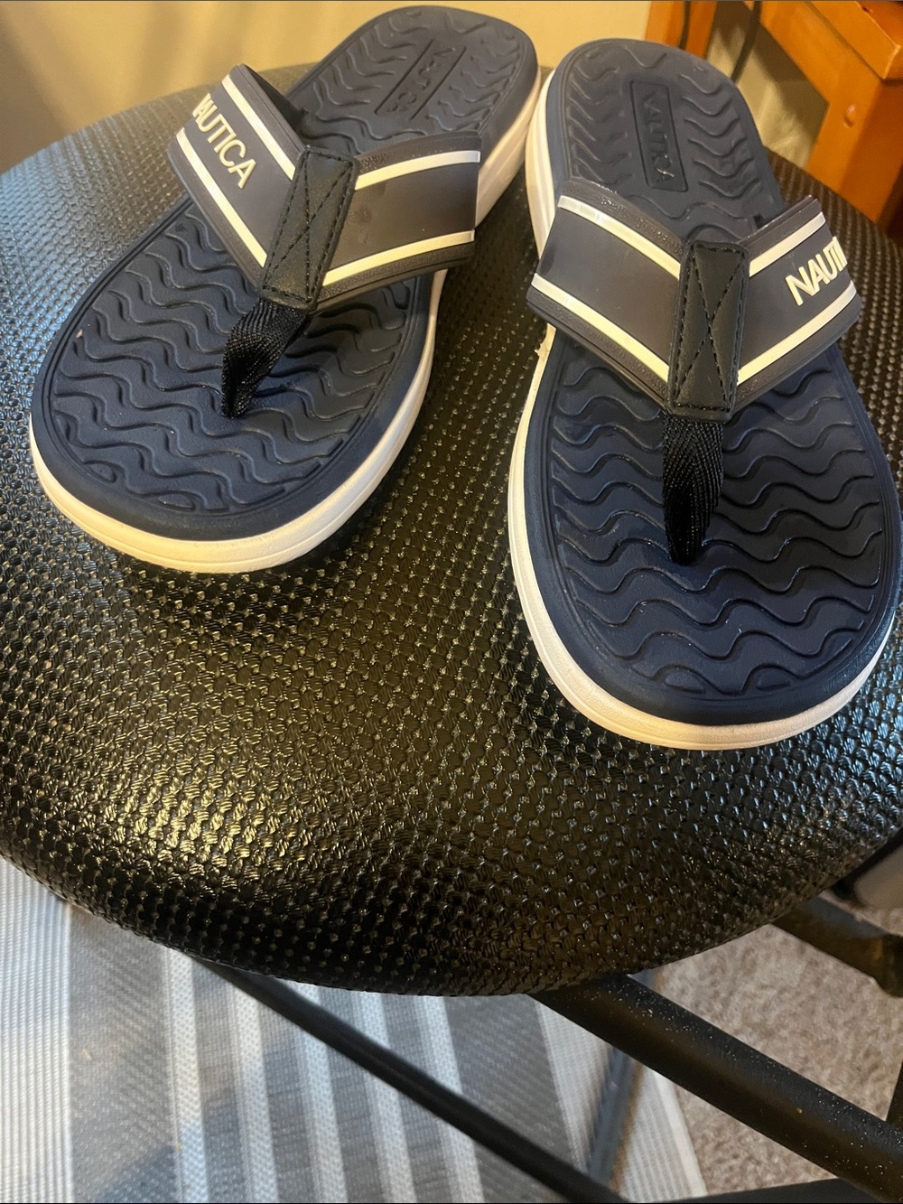 Nautica Kids Navy and White Flip Flops